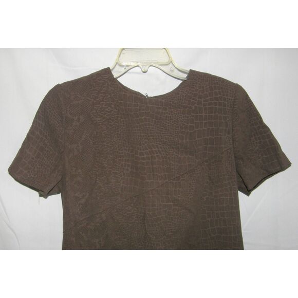 Dark Olive Green Snake Print Sz 8 Petite Soft Faux Suede Sheath Dress SAG HARBOR - Picture 2 of 4